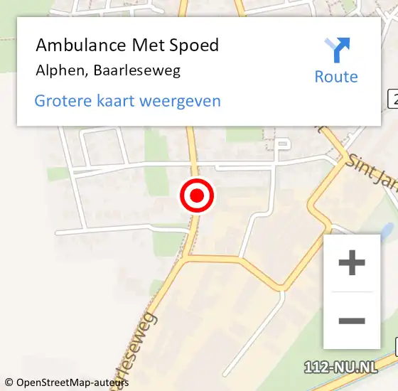 Locatie op kaart van de 112 melding: Ambulance Met Spoed Naar Alphen, Baarleseweg op 20 november 2019 11:58