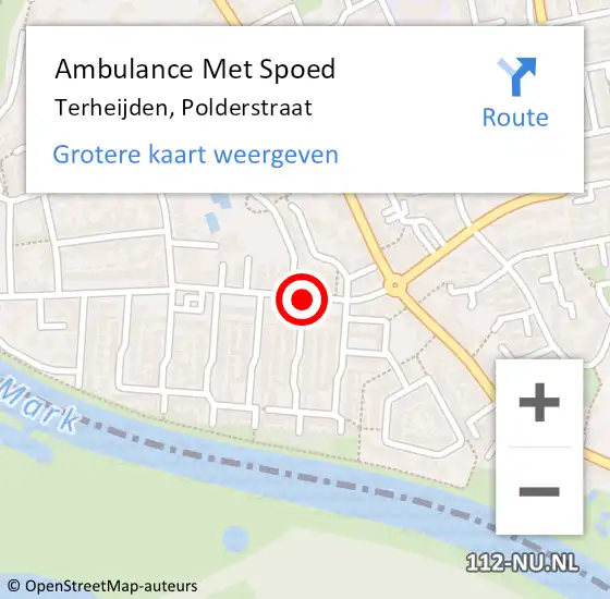 Locatie op kaart van de 112 melding: Ambulance Met Spoed Naar Terheijden, Polderstraat op 20 november 2019 12:35