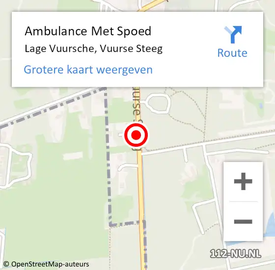 Locatie op kaart van de 112 melding: Ambulance Met Spoed Naar Lage Vuursche, Vuurse Steeg op 20 april 2014 11:46