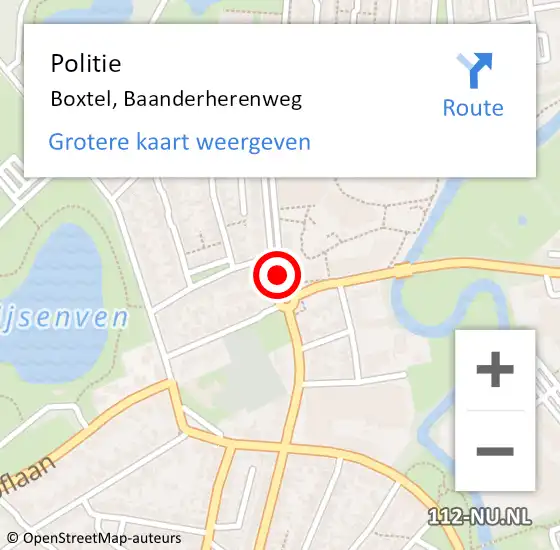 Locatie op kaart van de 112 melding: Politie Boxtel, Baanderherenweg op 20 november 2019 13:05