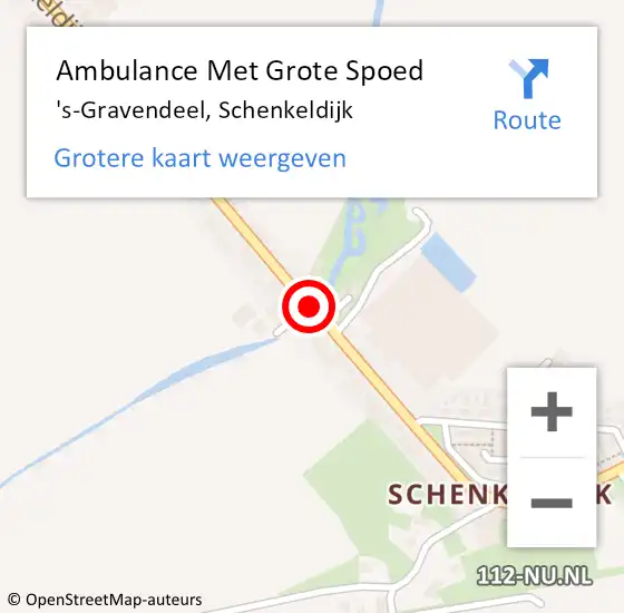 Locatie op kaart van de 112 melding: Ambulance Met Grote Spoed Naar 's-Gravendeel, Schenkeldijk op 20 november 2019 13:33