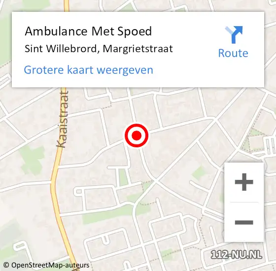 Locatie op kaart van de 112 melding: Ambulance Met Spoed Naar Sint Willebrord, Margrietstraat op 20 november 2019 13:40