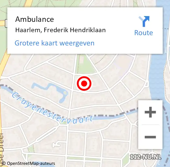 Locatie op kaart van de 112 melding: Ambulance Haarlem, Frederik Hendriklaan op 20 november 2019 13:47