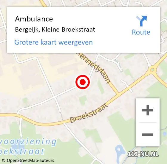 Locatie op kaart van de 112 melding: Ambulance Bergeijk, Kleine Broekstraat op 20 november 2019 14:15