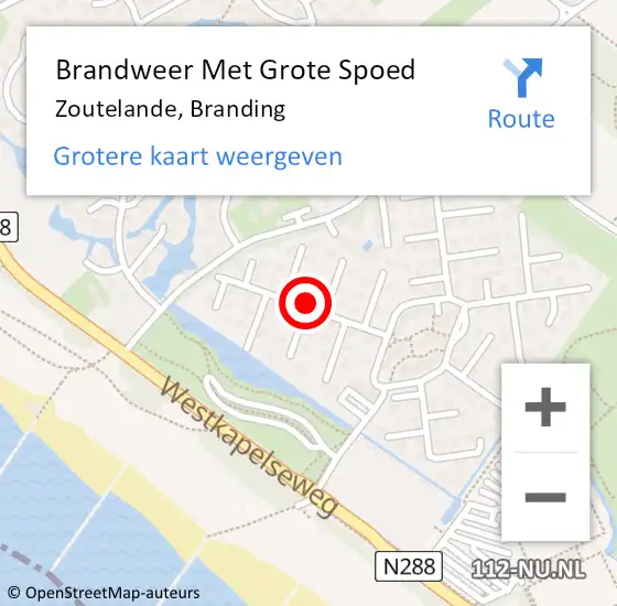 Locatie op kaart van de 112 melding: Brandweer Met Grote Spoed Naar Zoutelande, Branding op 20 november 2019 14:29