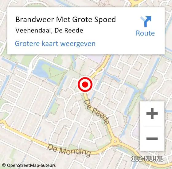 Locatie op kaart van de 112 melding: Brandweer Met Grote Spoed Naar Veenendaal, De Reede op 20 november 2019 14:51