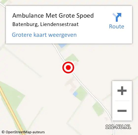 Locatie op kaart van de 112 melding: Ambulance Met Grote Spoed Naar Batenburg, Liendensestraat op 20 november 2019 15:07