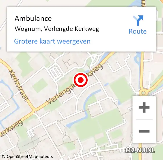 Locatie op kaart van de 112 melding: Ambulance Wognum, Verlengde Kerkweg op 20 november 2019 15:19