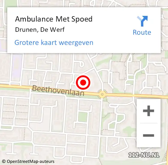 Locatie op kaart van de 112 melding: Ambulance Met Spoed Naar Drunen, De Werf op 20 november 2019 16:57