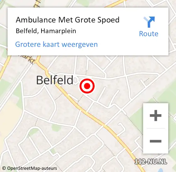 Locatie op kaart van de 112 melding: Ambulance Met Grote Spoed Naar Belfeld, Hamarplein op 20 november 2019 17:13