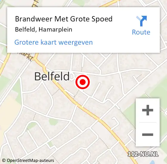 Locatie op kaart van de 112 melding: Brandweer Met Grote Spoed Naar Belfeld, Hamarplein op 20 november 2019 17:18