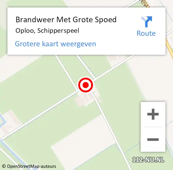 Locatie op kaart van de 112 melding: Brandweer Met Grote Spoed Naar Oploo, Schipperspeel op 20 november 2019 17:24