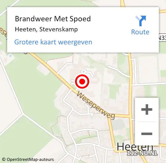 Locatie op kaart van de 112 melding: Brandweer Met Spoed Naar Heeten, Stevenskamp op 20 november 2019 17:36