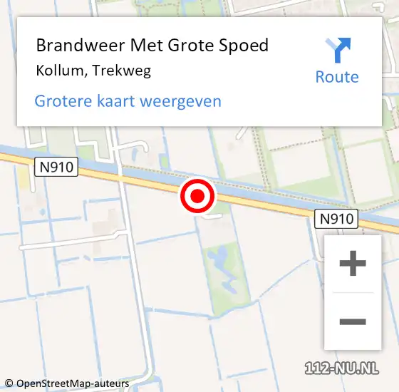 Locatie op kaart van de 112 melding: Brandweer Met Grote Spoed Naar Kollum, Trekweg op 20 november 2019 17:43