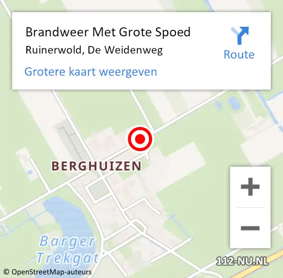 Locatie op kaart van de 112 melding: Brandweer Met Grote Spoed Naar Ruinerwold, De Weidenweg op 20 november 2019 17:54