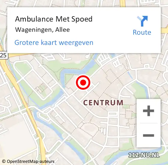 Locatie op kaart van de 112 melding: Ambulance Met Spoed Naar Wageningen, Allee op 20 november 2019 18:25