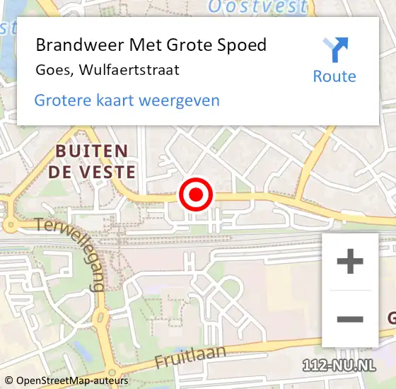 Locatie op kaart van de 112 melding: Brandweer Met Grote Spoed Naar Goes, Wulfaertstraat op 20 november 2019 18:35