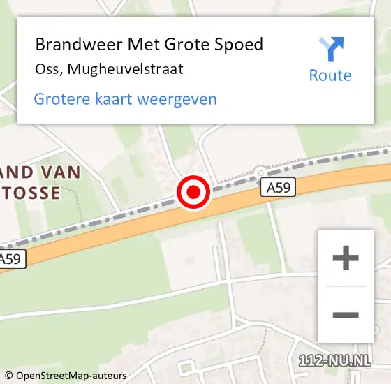 Locatie op kaart van de 112 melding: Brandweer Met Grote Spoed Naar Oss, Mugheuvelstraat op 20 november 2019 18:56