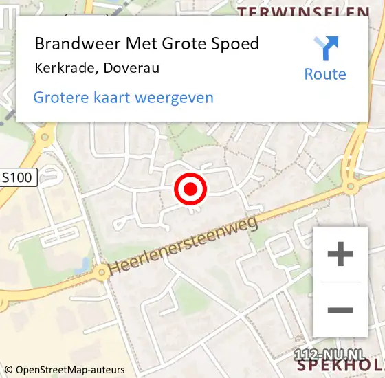 Locatie op kaart van de 112 melding: Brandweer Met Grote Spoed Naar Kerkrade, Doverau op 20 november 2019 20:19