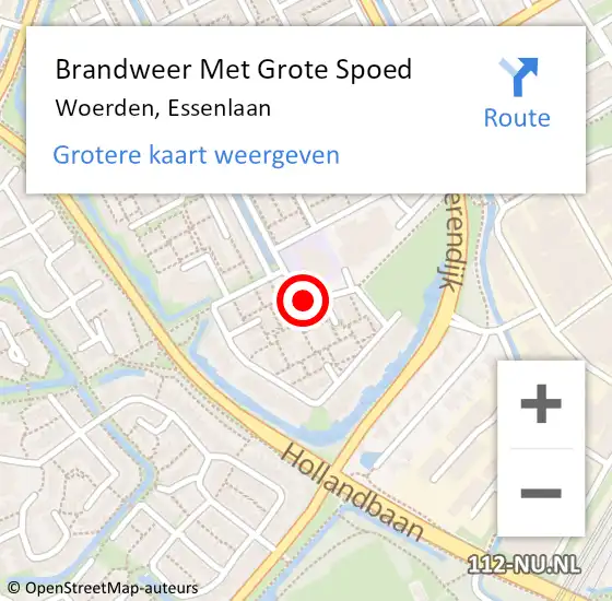 Locatie op kaart van de 112 melding: Brandweer Met Grote Spoed Naar Woerden, Essenlaan op 20 november 2019 20:21