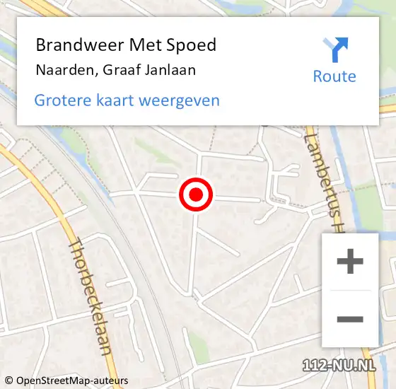 Locatie op kaart van de 112 melding: Brandweer Met Spoed Naar Naarden, Graaf Janlaan op 20 november 2019 21:03