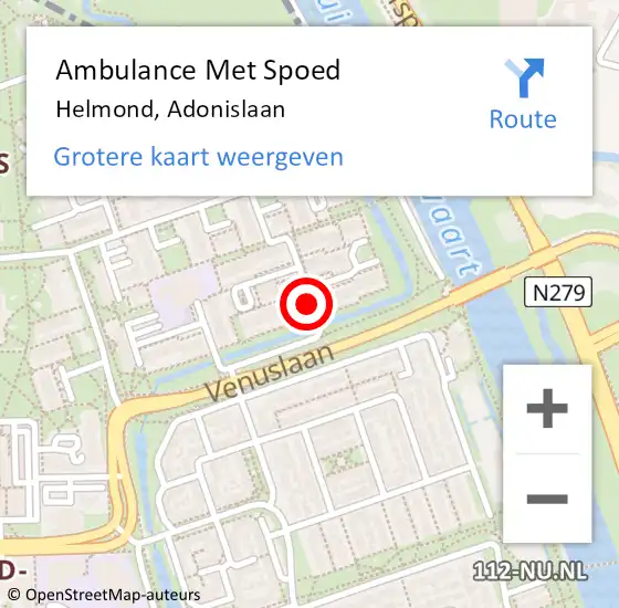 Locatie op kaart van de 112 melding: Ambulance Met Spoed Naar Helmond, Adonislaan op 20 november 2019 23:19