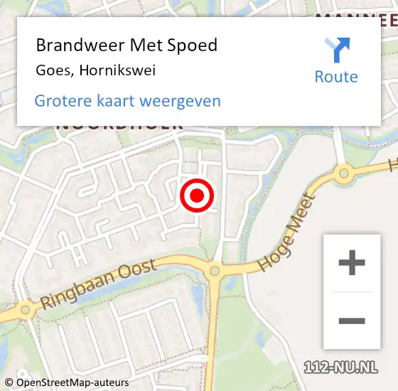 Locatie op kaart van de 112 melding: Brandweer Met Spoed Naar Goes, Hornikswei op 21 november 2019 02:41