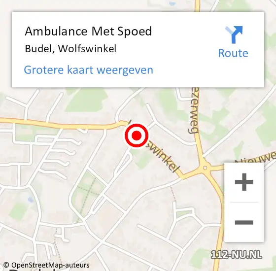 Locatie op kaart van de 112 melding: Ambulance Met Spoed Naar Budel, Wolfswinkel op 21 november 2019 05:13