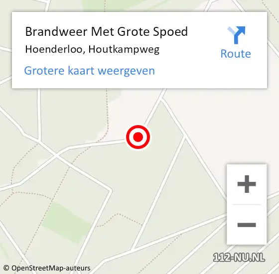 Locatie op kaart van de 112 melding: Brandweer Met Grote Spoed Naar Hoenderloo, Houtkampweg op 20 april 2014 13:00