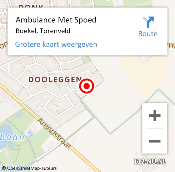 Locatie op kaart van de 112 melding: Ambulance Met Spoed Naar Boekel, Torenveld op 20 april 2014 13:04