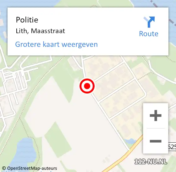 Locatie op kaart van de 112 melding: Politie Lith, Maasstraat op 21 november 2019 08:30