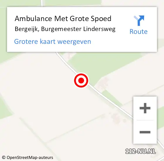 Locatie op kaart van de 112 melding: Ambulance Met Grote Spoed Naar Bergeijk, Burgemeester Lindersweg op 21 november 2019 08:34