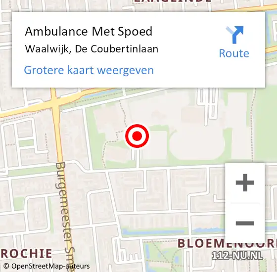 Locatie op kaart van de 112 melding: Ambulance Met Spoed Naar Waalwijk, De Coubertinlaan op 21 november 2019 09:10