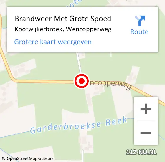 Locatie op kaart van de 112 melding: Brandweer Met Grote Spoed Naar Kootwijkerbroek, Wencopperweg op 21 november 2019 09:11