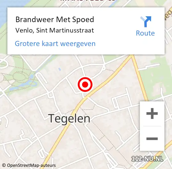 Locatie op kaart van de 112 melding: Brandweer Met Spoed Naar Venlo, Sint Martinusstraat op 21 november 2019 09:15