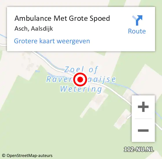 Locatie op kaart van de 112 melding: Ambulance Met Grote Spoed Naar Asch, Aalsdijk op 21 november 2019 09:18