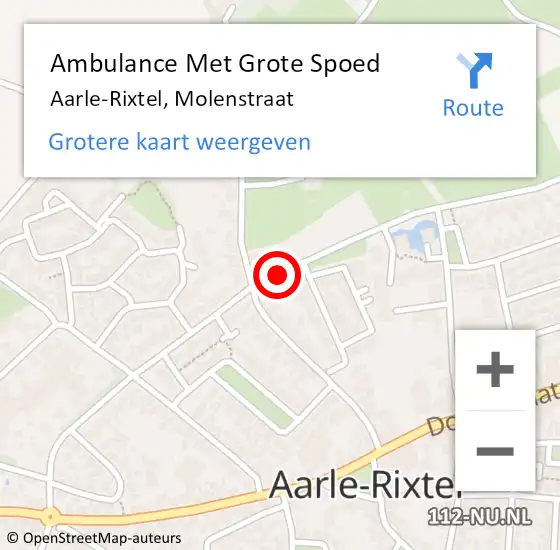 Locatie op kaart van de 112 melding: Ambulance Met Grote Spoed Naar Aarle-Rixtel, Molenstraat op 21 november 2019 09:46