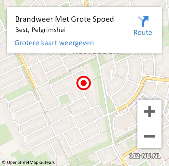 Locatie op kaart van de 112 melding: Brandweer Met Grote Spoed Naar Best, Pelgrimshei op 21 november 2019 10:09