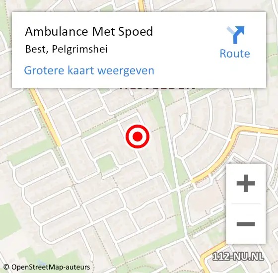 Locatie op kaart van de 112 melding: Ambulance Met Spoed Naar Best, Pelgrimshei op 21 november 2019 10:11