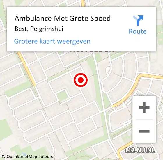 Locatie op kaart van de 112 melding: Ambulance Met Grote Spoed Naar Best, Pelgrimshei op 21 november 2019 10:13