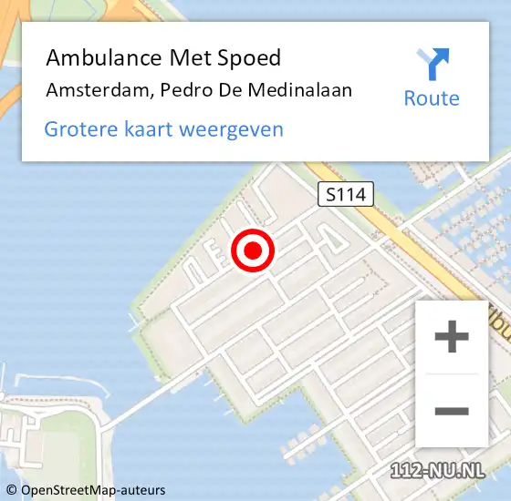 Locatie op kaart van de 112 melding: Ambulance Met Spoed Naar Amsterdam, Pedro De Medinalaan op 21 november 2019 10:25