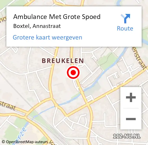 Locatie op kaart van de 112 melding: Ambulance Met Grote Spoed Naar Boxtel, Annastraat op 21 november 2019 10:33