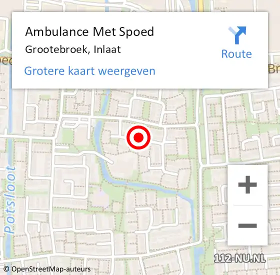 Locatie op kaart van de 112 melding: Ambulance Met Spoed Naar Grootebroek, Inlaat op 21 november 2019 10:59