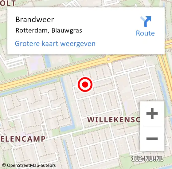Locatie op kaart van de 112 melding: Brandweer Rotterdam, Blauwgras op 21 november 2019 11:24