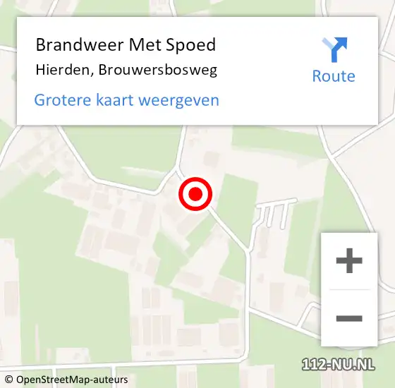 Locatie op kaart van de 112 melding: Brandweer Met Spoed Naar Hierden, Brouwersbosweg op 20 april 2014 13:26