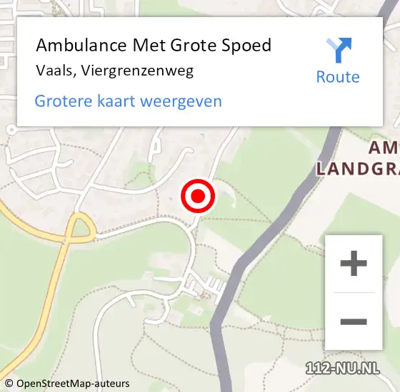 Locatie op kaart van de 112 melding: Ambulance Met Grote Spoed Naar Vaals, Viergrenzenweg op 20 april 2014 13:27