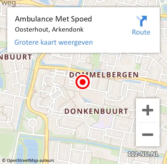 Locatie op kaart van de 112 melding: Ambulance Met Spoed Naar Oosterhout, Arkendonk op 21 november 2019 12:07