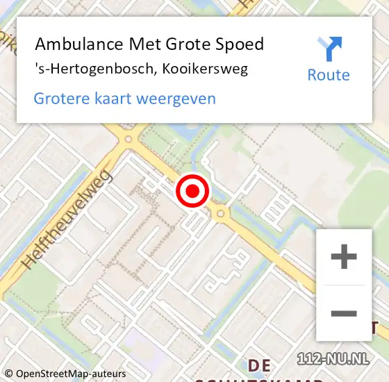 Locatie op kaart van de 112 melding: Ambulance Met Grote Spoed Naar 's-Hertogenbosch, Kooikersweg op 21 november 2019 13:15