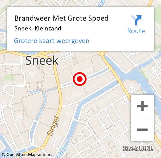 Locatie op kaart van de 112 melding: Brandweer Met Grote Spoed Naar Sneek, Kleinzand op 21 november 2019 14:05