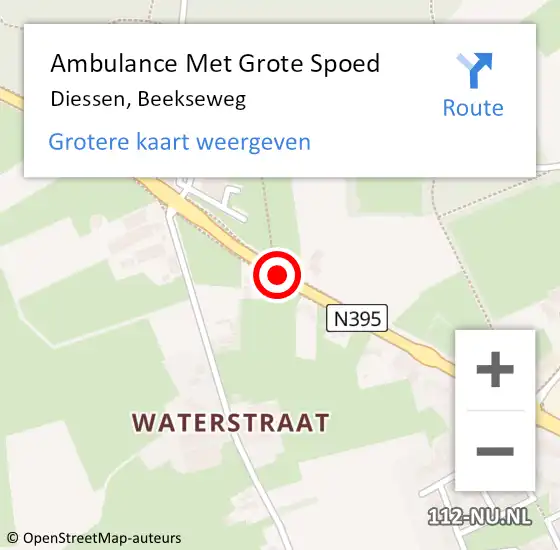 Locatie op kaart van de 112 melding: Ambulance Met Grote Spoed Naar Diessen, Beekseweg op 21 november 2019 14:24